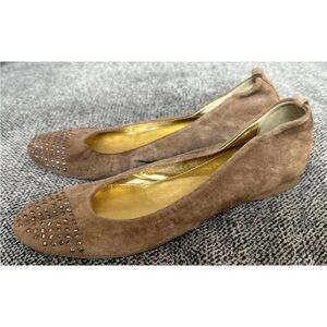 J. Crew tan suede studded flats